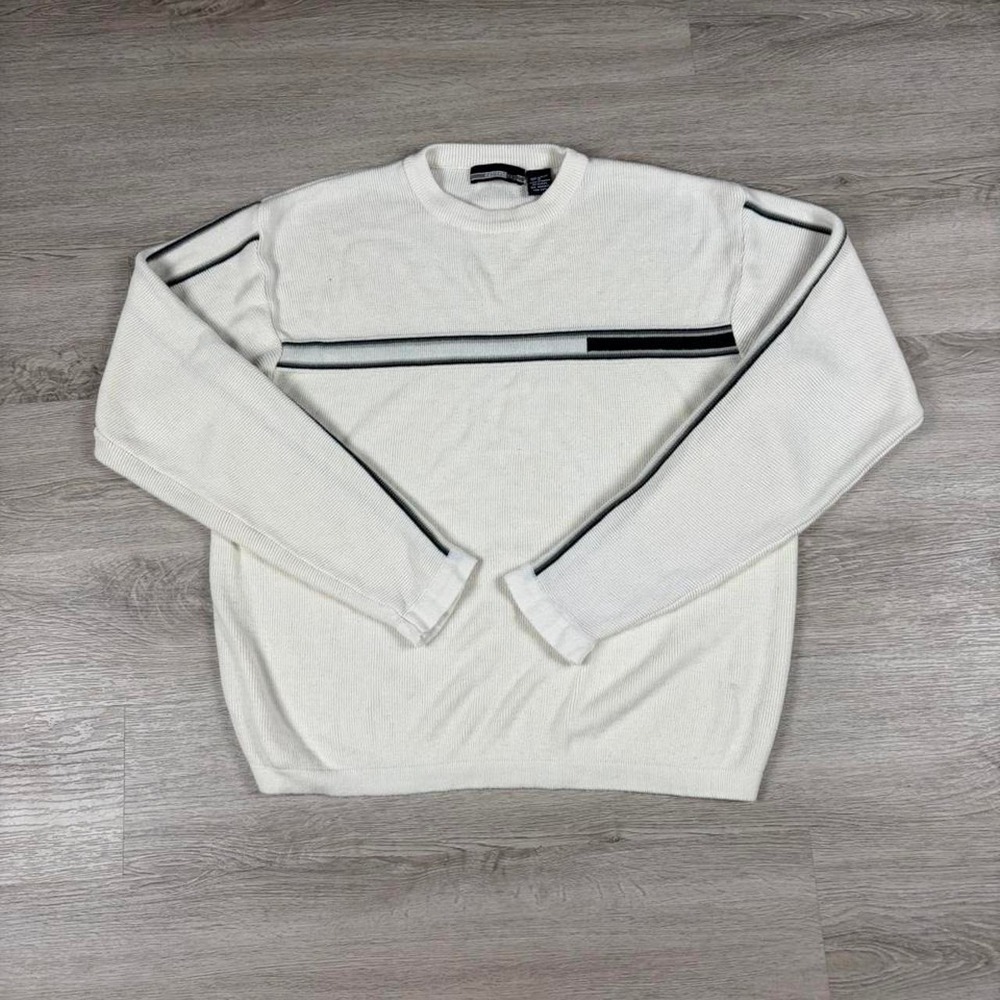 Vintage 90s Extreme Gear Acrylic Ribbed Knit Striped Chest Sweater